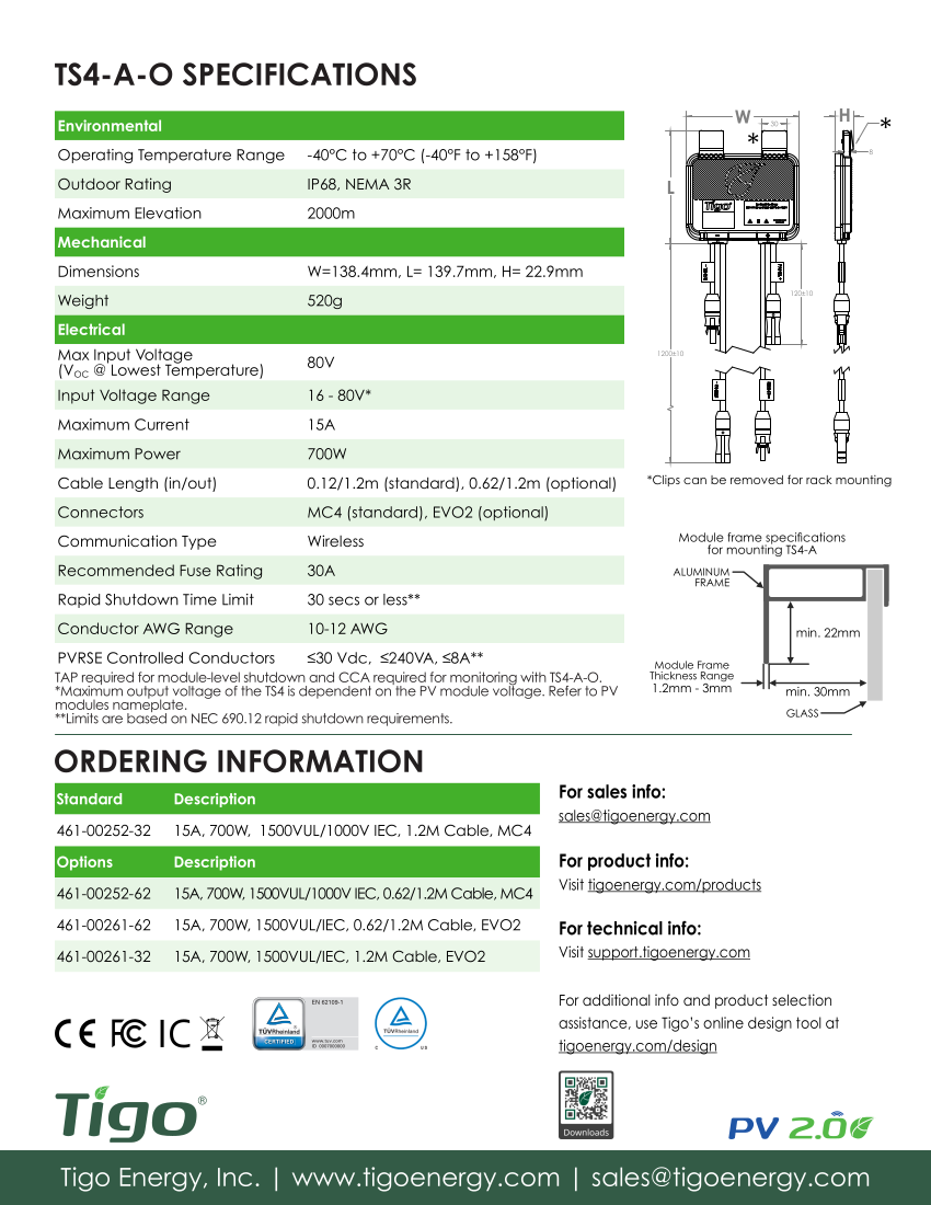 Datenblatt Tigo TS4 A-O Optimierer